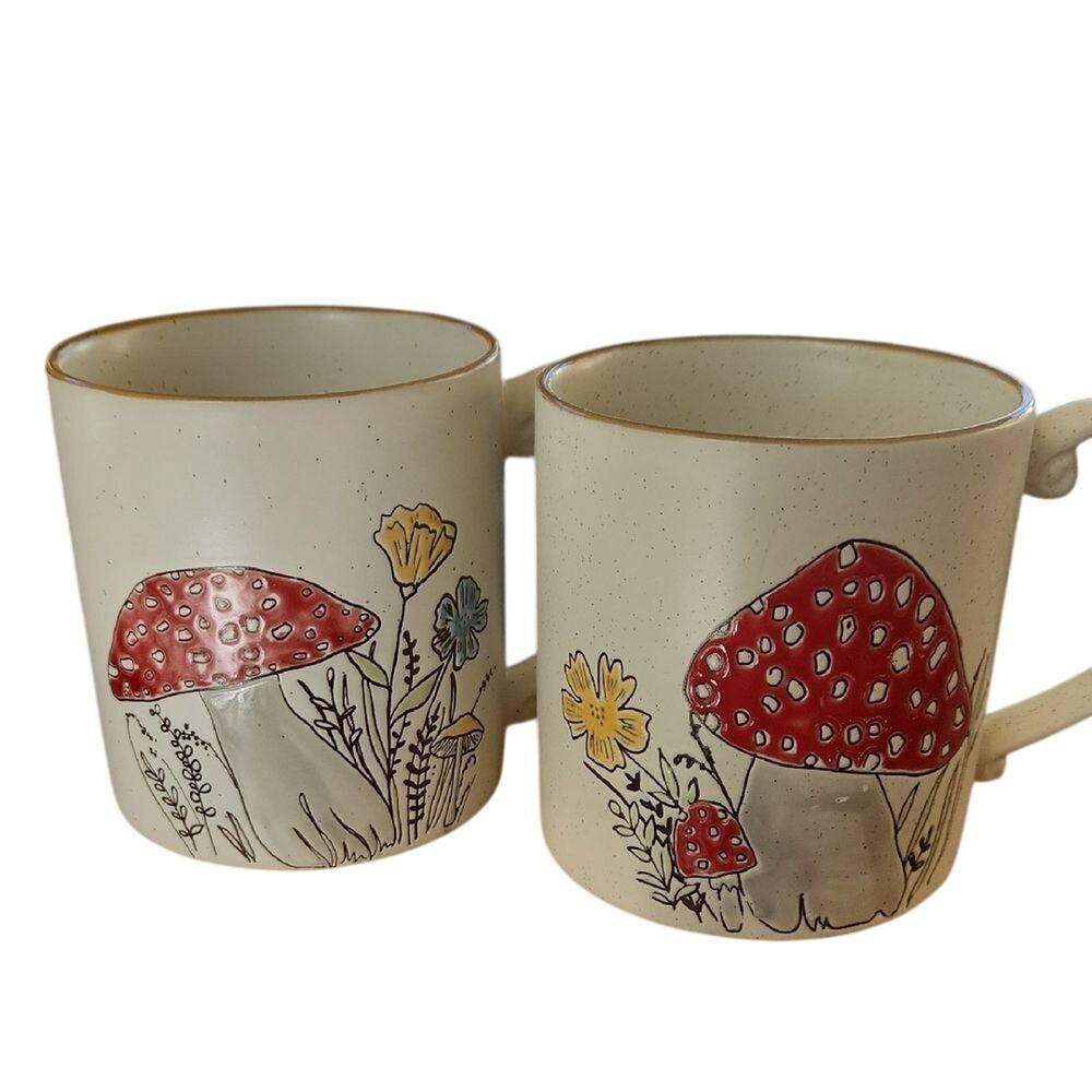 Spectrum Designz Whimsical Mushroom Ceramic Mugs - Set of 2